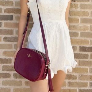 Kate Spade ♠️ Kourtney Camera Blackberry Leather Cross Body Bag